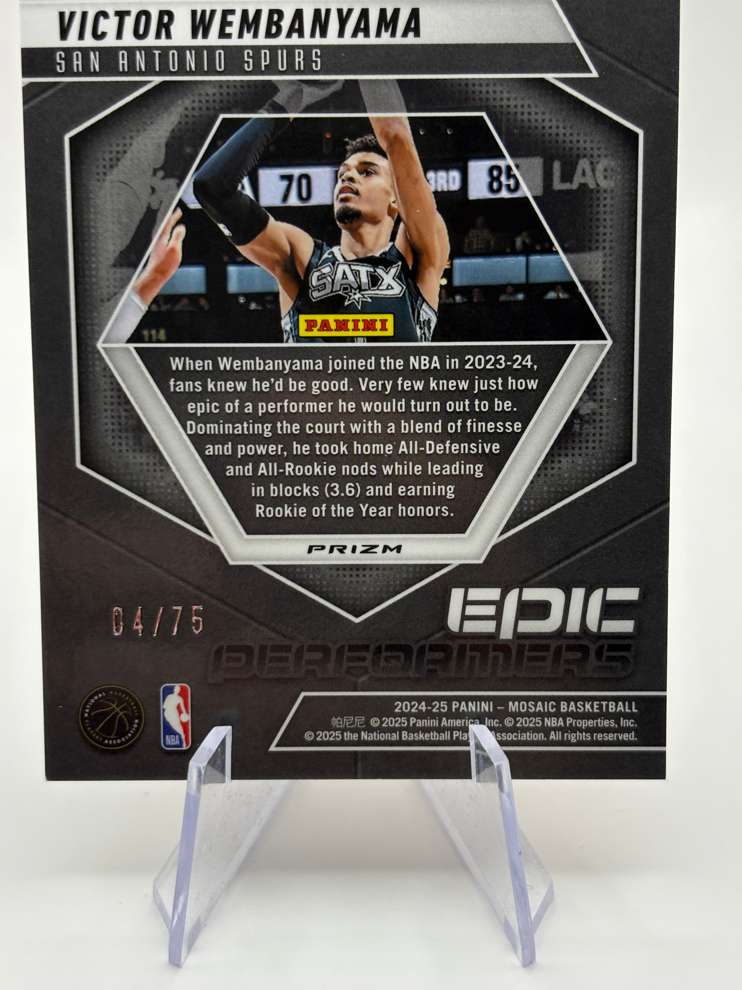 2024-25 Panini Mosaic Victor Wembanyama Epic Performers /75 Orange Fluorescent FRENLY BRICKS - Open 7 Days